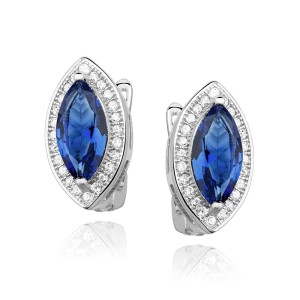 Cercei argint cu tortita si piatra albastra DiAmanti Z0711DER_BL-DIA (Argint 925‰ 3,5 g.)
